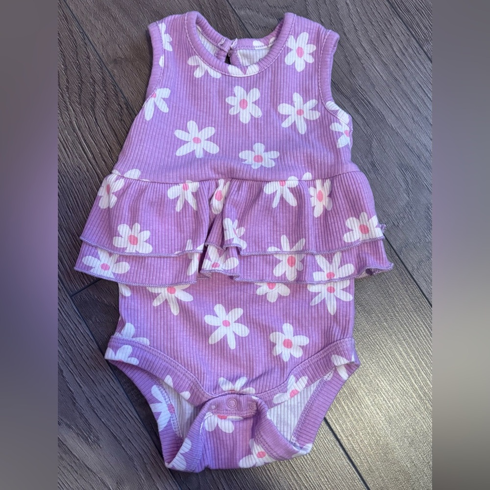 George Purple Floral Ruffle Baby One-Piece Bodysuit